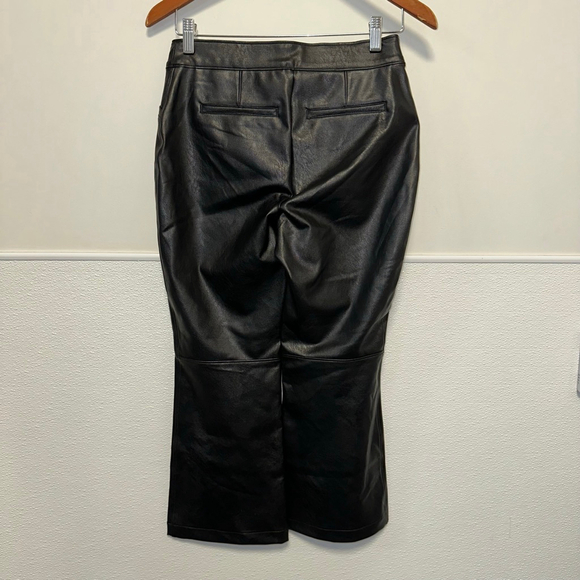 Spanx Pants Womens M Black Faux Leather Flare Leg Pull On Lined Stretch Shaping - Picture 9 of 16